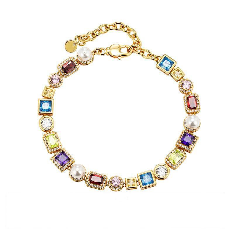 Colorful Zircon & Shell Bead Bracelet - AKAK BODYJEWELRY - ear - tunnel