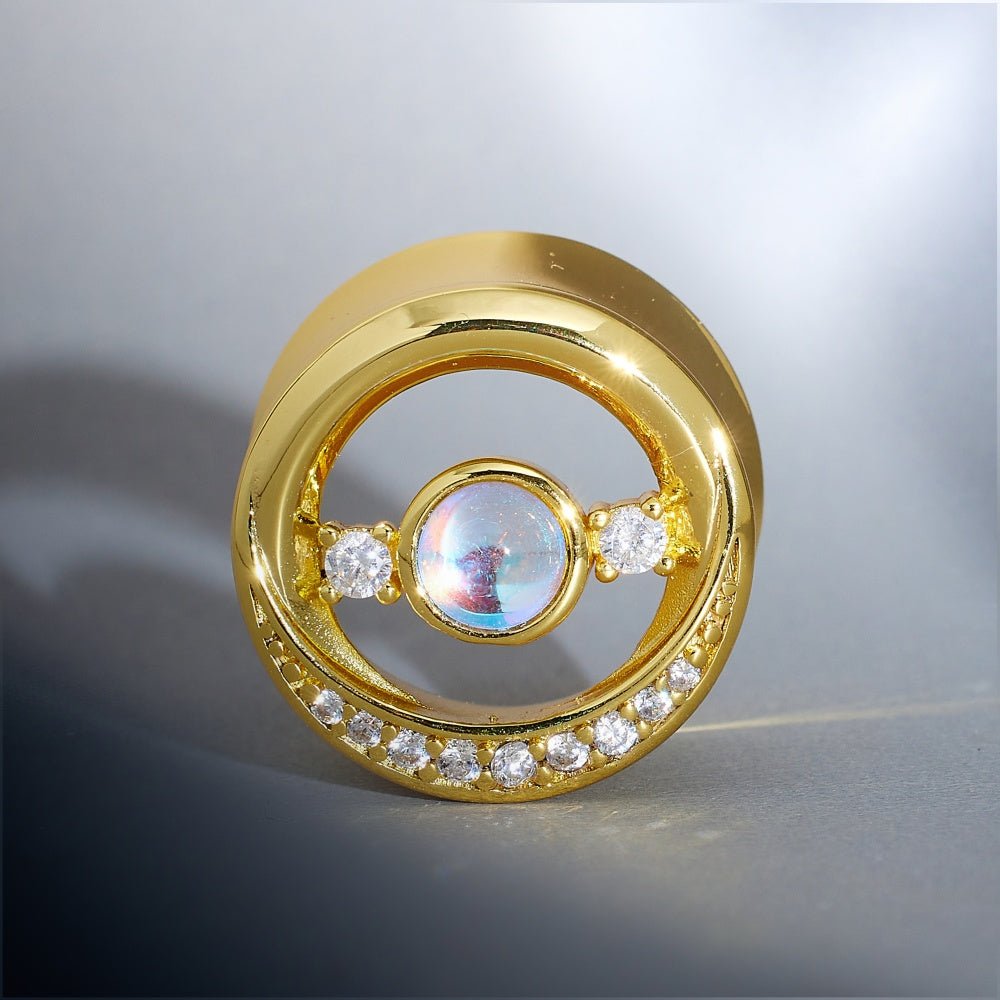 Crown of Moonlight Zircon S925 Ear Gauge Tunnel (2Pcs) - AKAK BODYJEWELRY - ear - tunnel