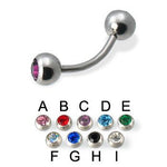 Czech Crystal Brow Barbell 1pc - AKAK BODYJEWELRY - ear - tunnel
