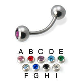 Czech Crystal Brow Barbell 1pc - AKAK BODYJEWELRY - ear - tunnel