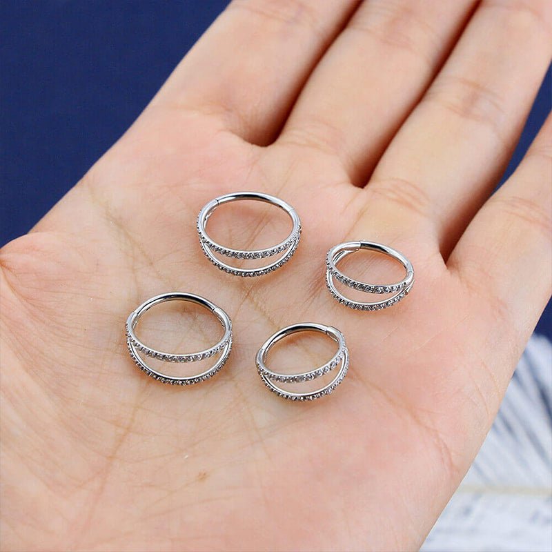 Dazzling Double Row Nose Piercing - AKAK BODYJEWELRY - ear - tunnel