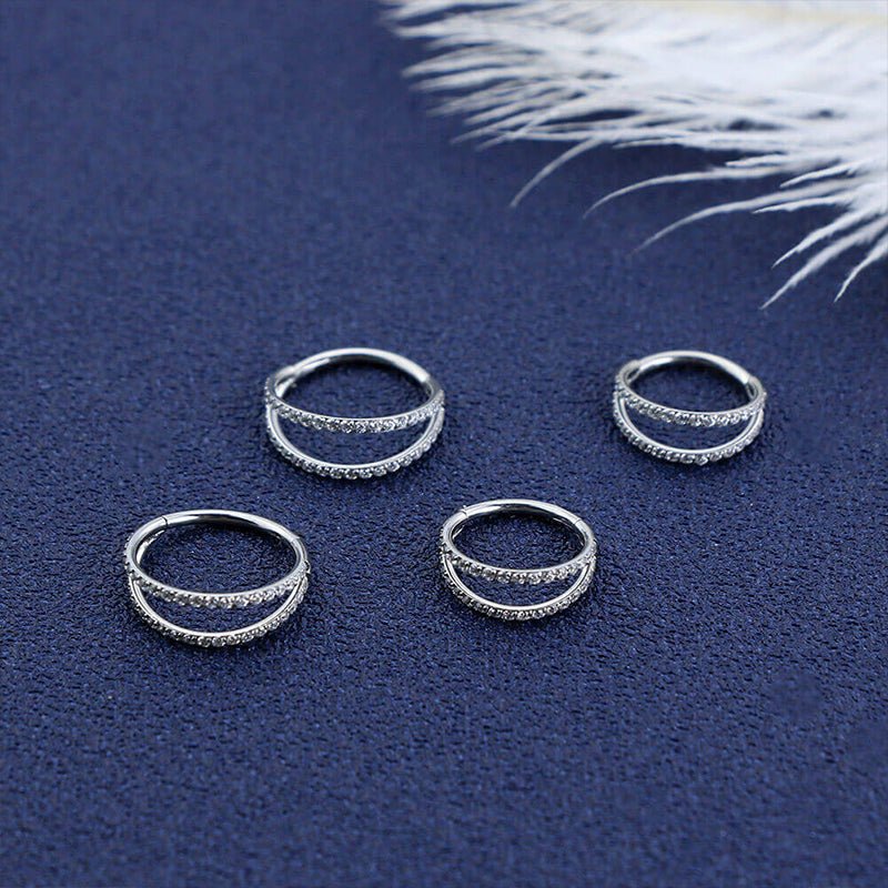 Dazzling Double Row Nose Piercing - AKAK BODYJEWELRY - ear - tunnel
