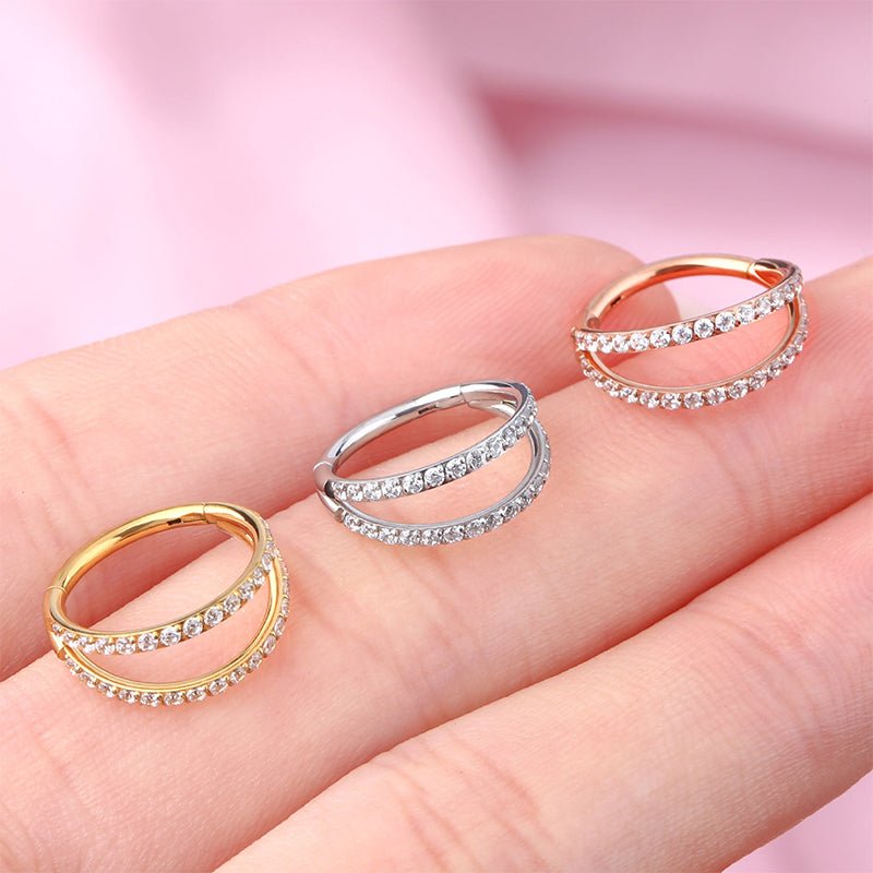 Dazzling Double Row Nose Piercing - AKAK BODYJEWELRY - ear - tunnel