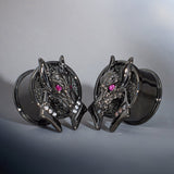 Divine Protector Anubis Moissanite Tungsten Steel Plugs(2Pcs) - AKAK BODYJEWELRY - ear - tunnel
