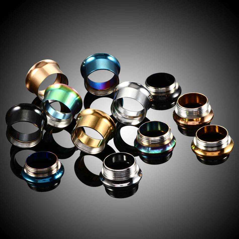 Double Flare Threaded Ear Stainless steel Ear Gauge Tunnels 2Pcs - AKAK BODYJEWELRY - ear - tunnel