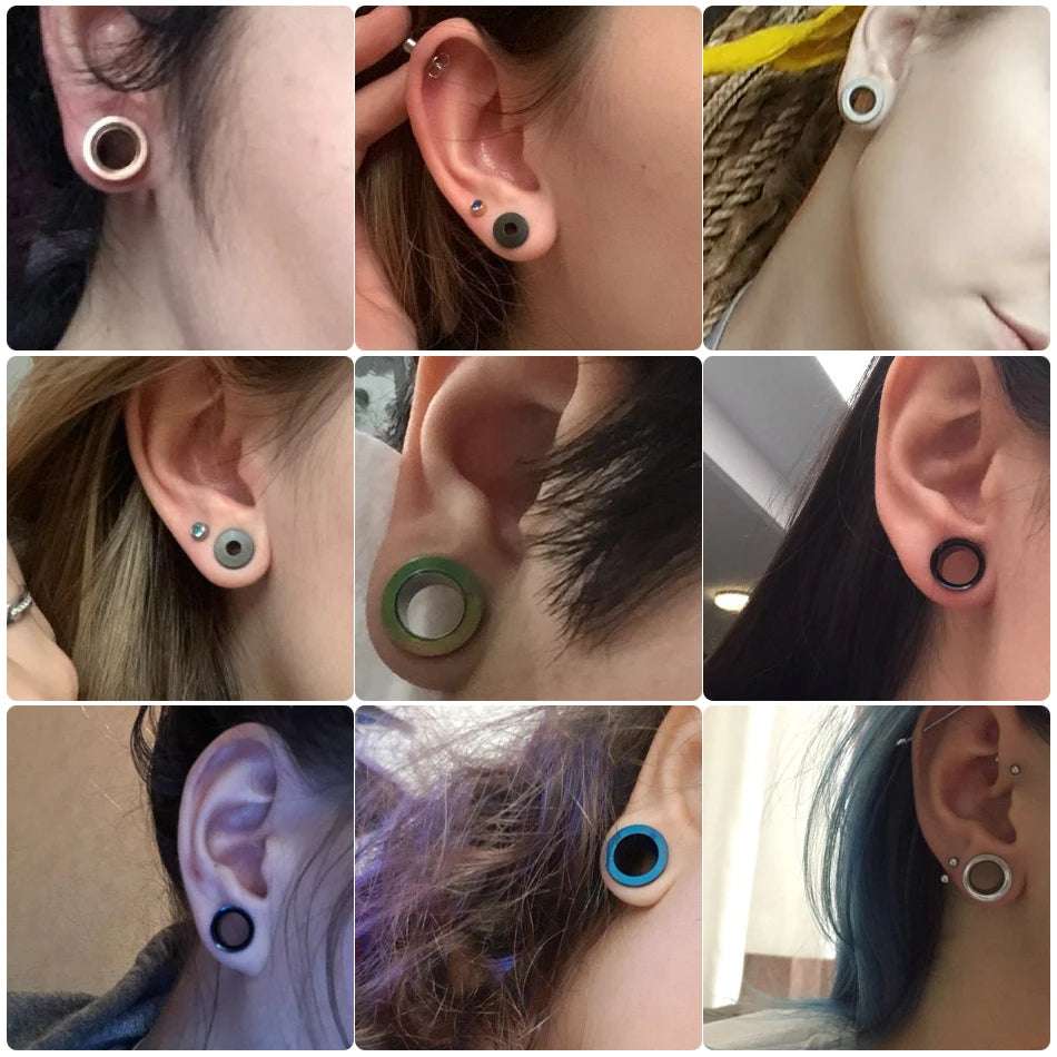 Double Flare Threaded Ear Stainless steel Ear Gauge Tunnels 2Pcs - AKAK BODYJEWELRY - ear - tunnel