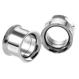 Double Flare Threaded Ear Stainless steel Ear Gauge Tunnels 2Pcs - AKAK BODYJEWELRY - ear - tunnel
