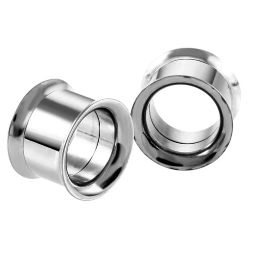 Double Flare Threaded Ear Stainless steel Ear Gauge Tunnels 2Pcs - AKAK BODYJEWELRY - ear - tunnel