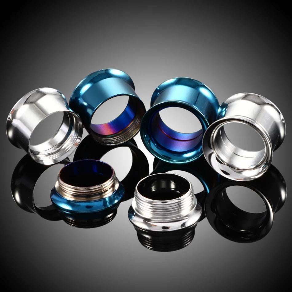 Double Flare Threaded Ear Stainless steel Ear Gauge Tunnels 2Pcs - AKAK BODYJEWELRY - ear - tunnel