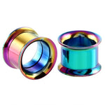 Double Flare Threaded Ear Stainless steel Ear Gauge Tunnels 2Pcs - AKAK BODYJEWELRY - ear - tunnel