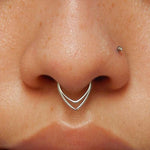 Double Ring Hinged Nose Piercing - AKAK BODYJEWELRY - ear - tunnel