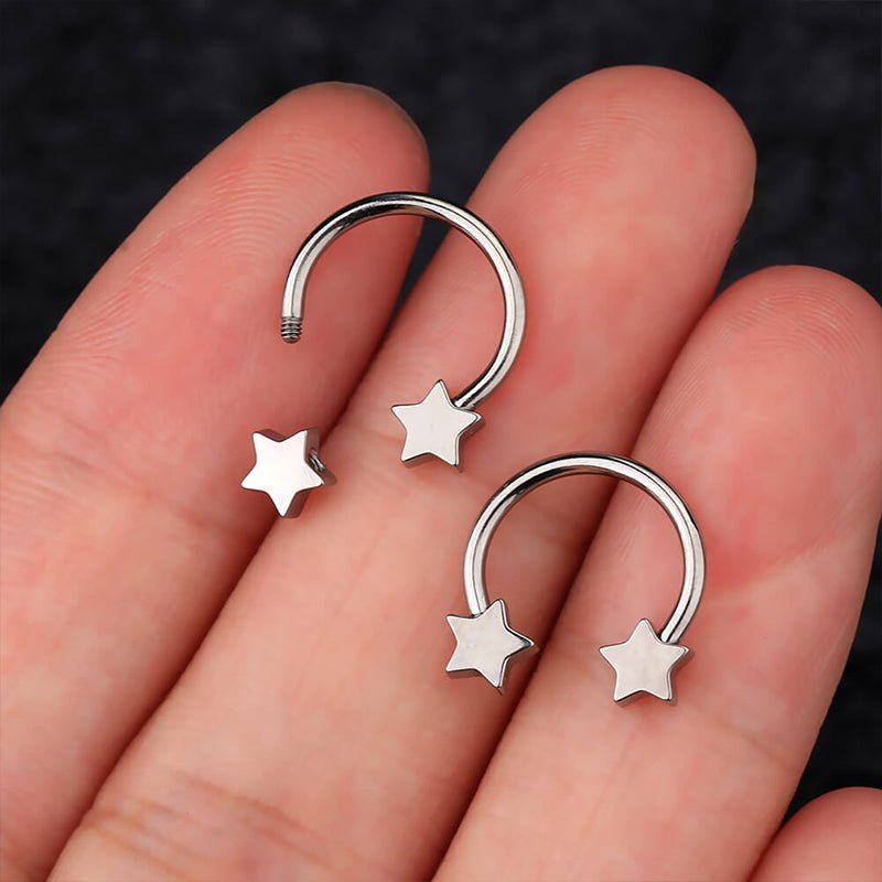 Double Star Nose Piercing - AKAK BODYJEWELRY - ear - tunnel