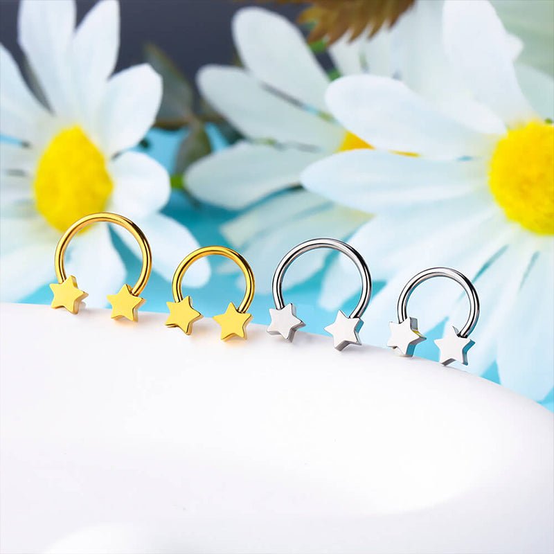 Double Star Nose Piercing - AKAK BODYJEWELRY - ear - tunnel