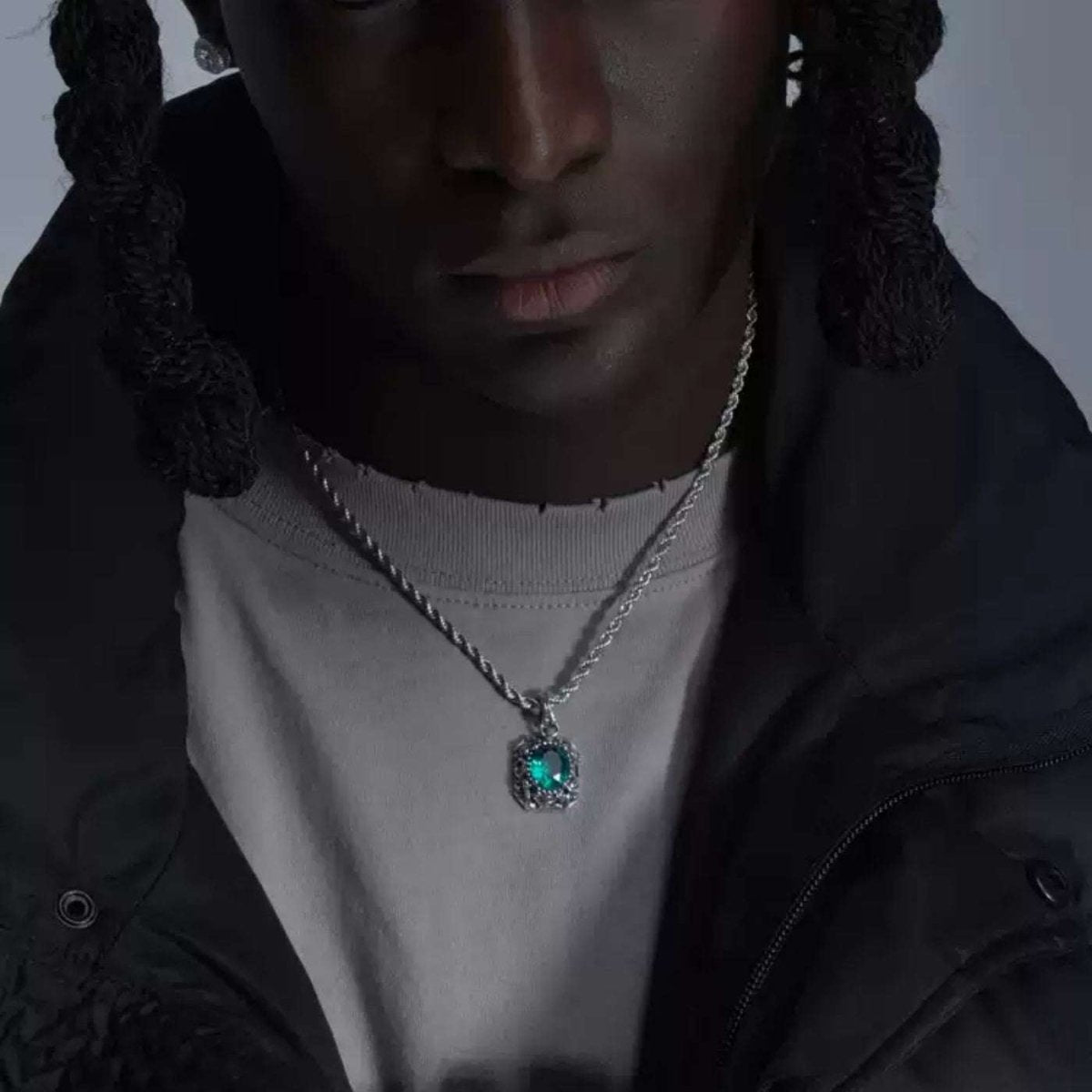 Emerald Torque Retro Chain Necklace - AKAK BODYJEWELRY - ear - tunnel