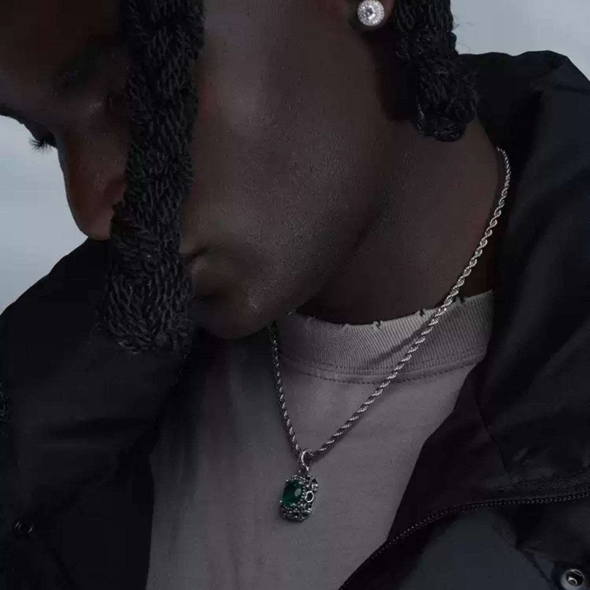 Emerald Torque Retro Chain Necklace - AKAK BODYJEWELRY - ear - tunnel