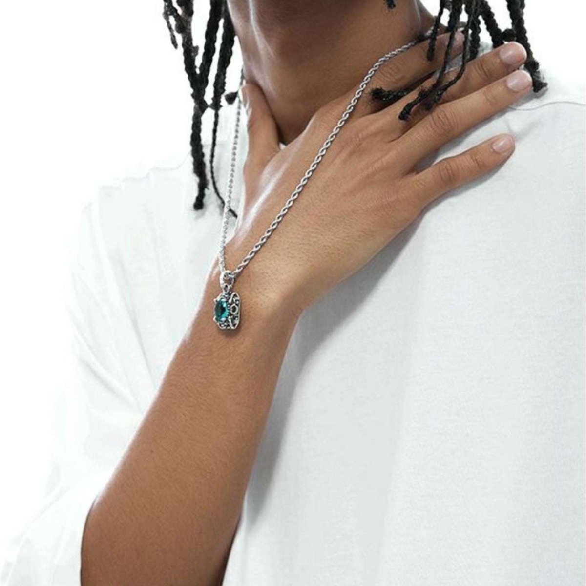 Emerald Torque Retro Chain Necklace - AKAK BODYJEWELRY - ear - tunnel