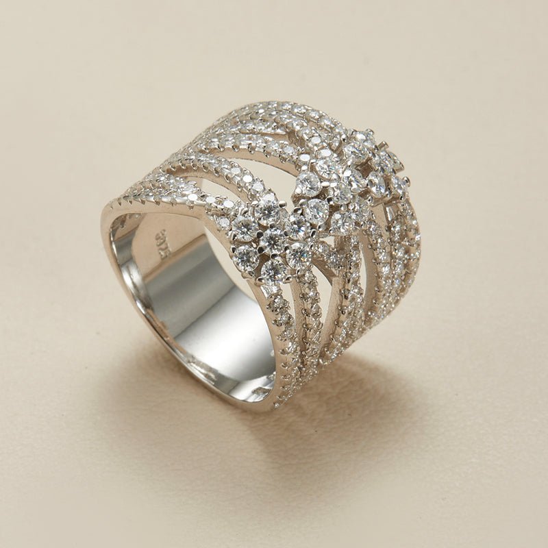 Entwined Floral Moissanite S925 Silver Ring - AKAK BODYJEWELRY - ear - tunnel