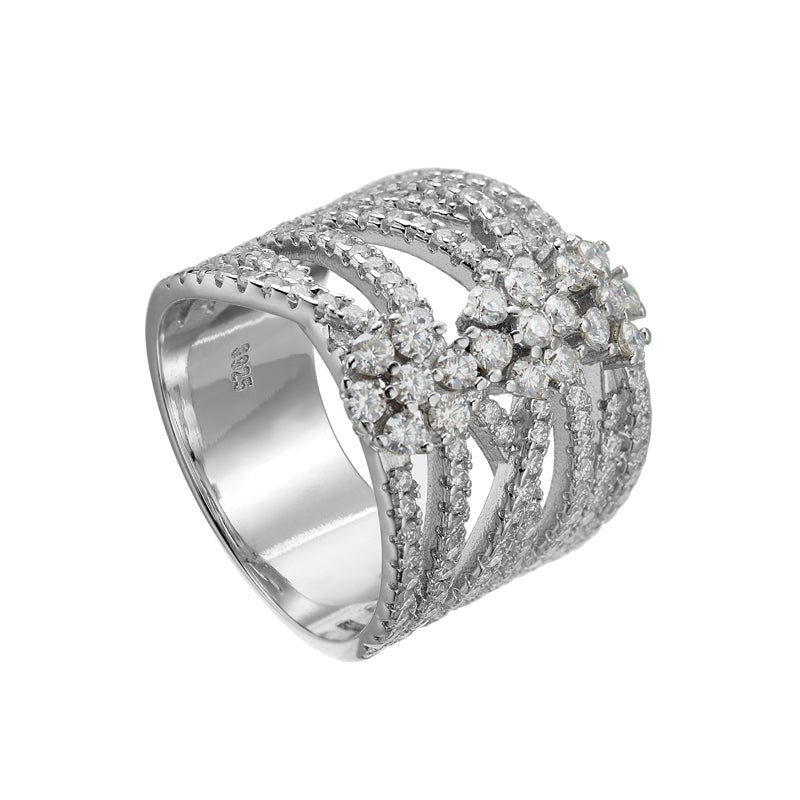 Entwined Floral Moissanite S925 Silver Ring - AKAK BODYJEWELRY - ear - tunnel