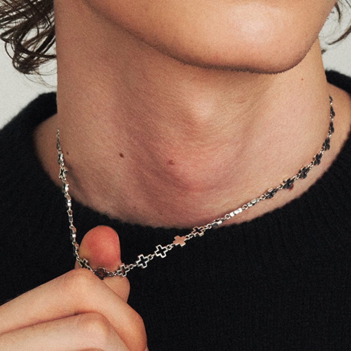 Eternal Cross Mosaic Chain Necklace - AKAK BODYJEWELRY - ear - tunnel