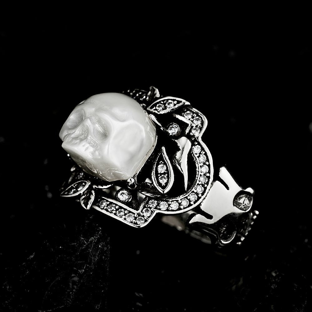 Eternal Pearl Skull Ring - AKAK BODYJEWELRY - ring