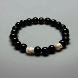 Freshwater Pearl Hand | Carved Skull Obsidian Bracelet - AKAK BODYJEWELRY - ear - tunnel