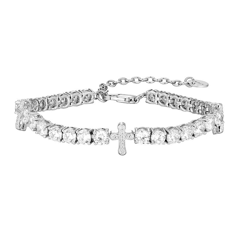 Full Zircon Pave Cross Tennis Bracelet - AKAK BODYJEWELRY - ear - tunnel