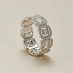 Geometric Moissanite S925 Silver Band Ring - AKAK BODYJEWELRY - ear - tunnel