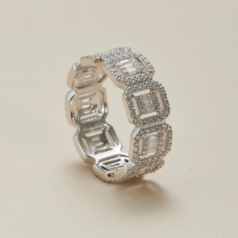 Geometric Moissanite S925 Silver Band Ring - AKAK BODYJEWELRY - ear - tunnel