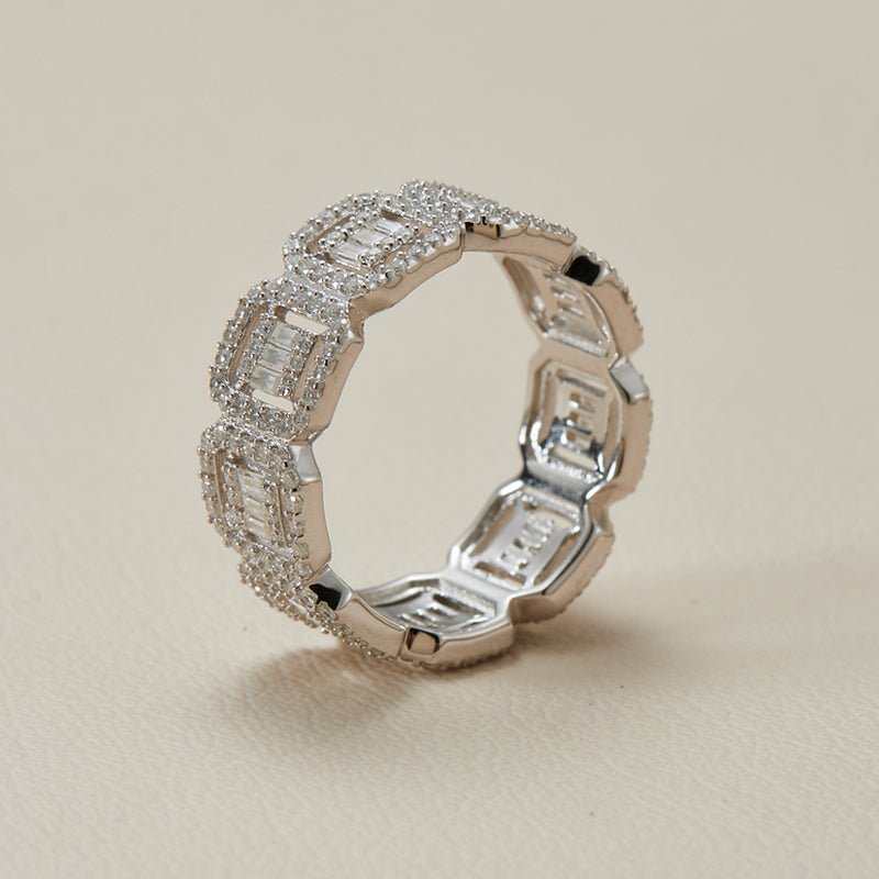 Geometric Moissanite S925 Silver Band Ring - AKAK BODYJEWELRY - ear - tunnel