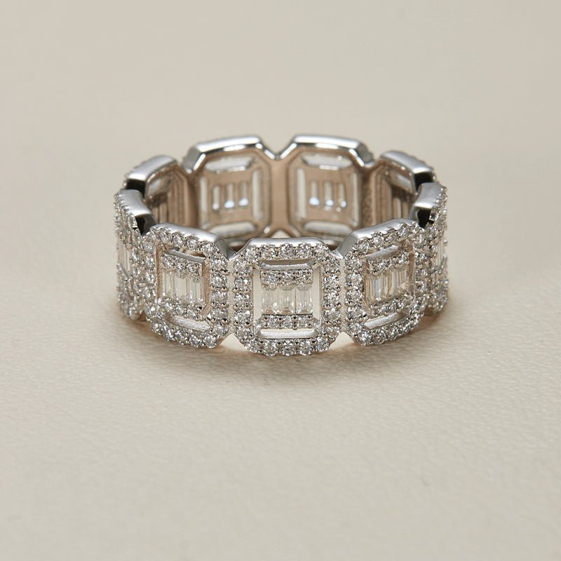 Geometric Moissanite S925 Silver Band Ring - AKAK BODYJEWELRY - ear - tunnel