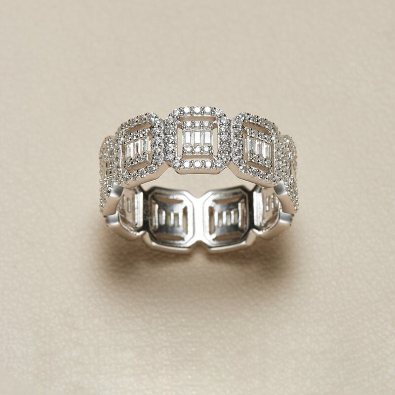 Geometric Moissanite S925 Silver Band Ring - AKAK BODYJEWELRY - ear - tunnel