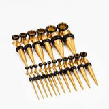 Gold Multicolor Spike Ear Stretching Kit 36Pcs - AKAK BODYJEWELRY - ear - tunnel
