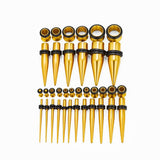 Gold Multicolor Spike Ear Stretching Kit 36Pcs - AKAK BODYJEWELRY - ear - tunnel
