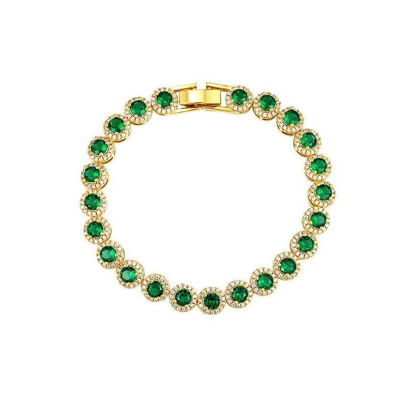 Gold - Plated Green Zircon Tennis Bracelet - AKAK BODYJEWELRY - ear - tunnel