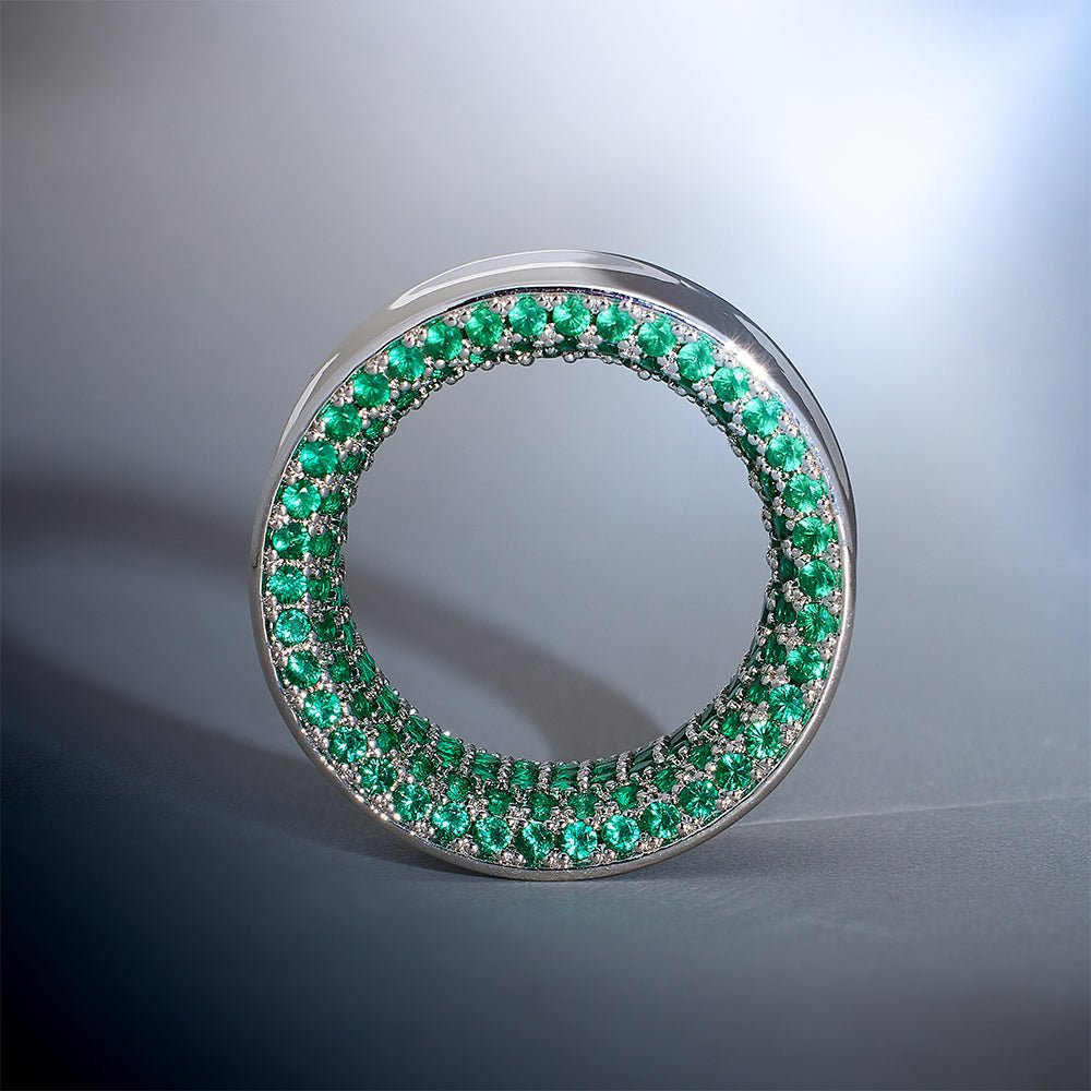 Green Moissanite 14K White Gold Stars Shining Tunnel(2Pcs) - AKAK BODYJEWELRY - ear - tunnel