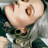 Green Zircon 14K Gold Stars Shining Tunnel(2Pcs) - AKAK BODYJEWELRY - ear - tunnel