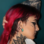 Green Zircon 14K White Gold Stars Shining Tunnel(2Pcs) - AKAK BODYJEWELRY - ear - tunnel