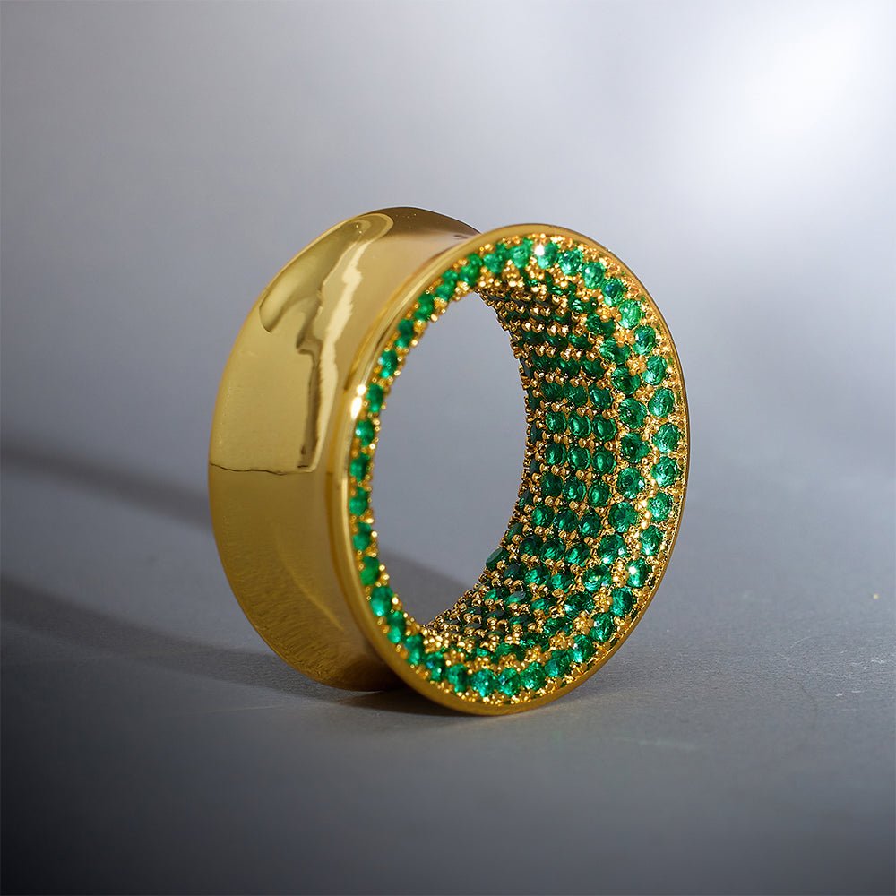 Green Zircon S925 Silver Stars Shining Tunnel(2Pcs) - AKAK BODYJEWELRY - ear - tunnel