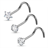 Heart Ahaped Pentagram Nose Piercing 3pcs - AKAK BODYJEWELRY - ear - tunnel