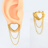 Heart Chain Stainless Steel Ear Gauge Tunnels 2Pcs - AKAK BODYJEWELRY - ear - tunnel
