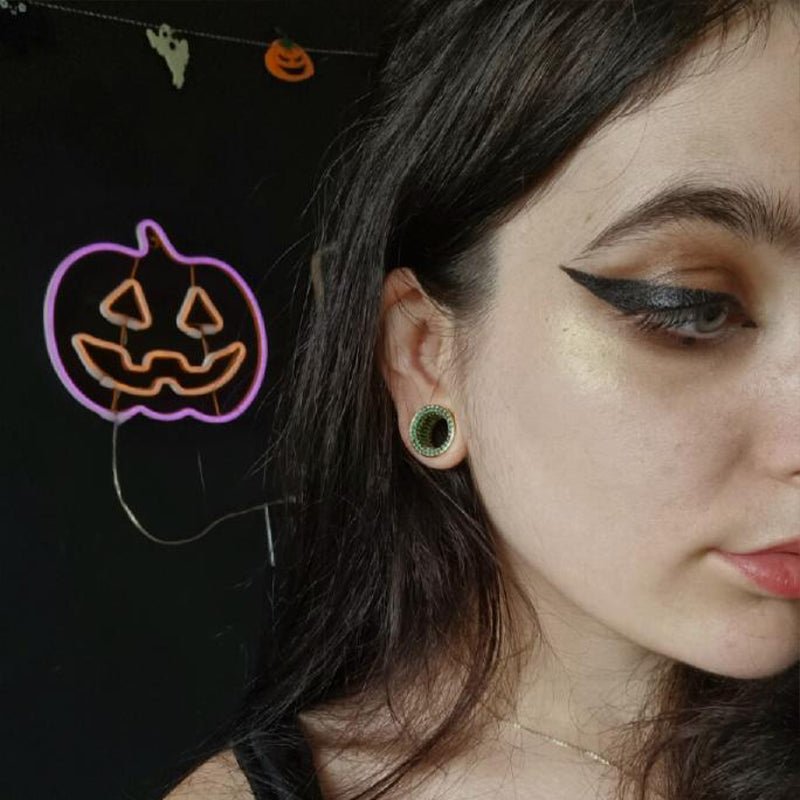 Lake Green Moissanite 8K Stars Shining Tunnel(2Pcs) - AKAK BODYJEWELRY - ear - tunnel