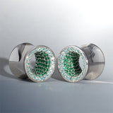 Lake Green Moissanite 8K Stars Shining Tunnel(2Pcs) - AKAK BODYJEWELRY - ear - tunnel