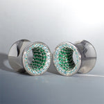 Lake Green Moissanite S925 Silver Stars Shining Tunnel(2Pcs) - AKAK BODYJEWELRY - ear - tunnel