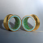 Lake Green Moissanite S925 Silver Stars Shining Tunnel(2Pcs) - AKAK BODYJEWELRY - ear - tunnel