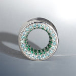 Lake Green Moissanite S925 Silver Stars Shining Tunnel(2Pcs) - AKAK BODYJEWELRY - ear - tunnel