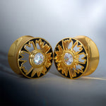 Magnificent Flower Moissanite 14K Ear Gauge Tunnel (2Pcs) - AKAK BODYJEWELRY - ear - tunnel