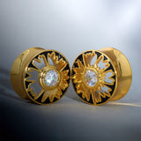 Magnificent Flower Moissanite S925 Silver Ear Gauge Tunnel (2Pcs) - AKAK BODYJEWELRY - ear - tunnel