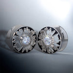 Magnificent Flower Zircon S925 Silver Ear Gauge Tunnel (2Pcs) - AKAK BODYJEWELRY - ear - tunnel