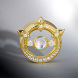 Moonshadow Moissanite 14K Gold Ear Gauge Tunnel (2Pcs) - AKAK BODYJEWELRY - ear - tunnel