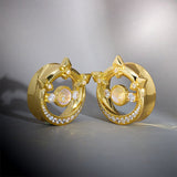 Moonshadow Moissanite 14K Gold Ear Gauge Tunnel (2Pcs) - AKAK BODYJEWELRY - ear - tunnel